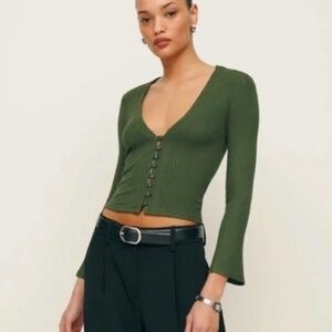 Reformation Olive Green Gellar Top sz M